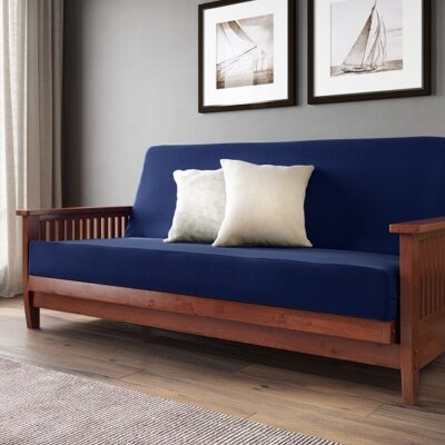 Denali Queen Size Warm Cherry Wall Hugger Futon Frame